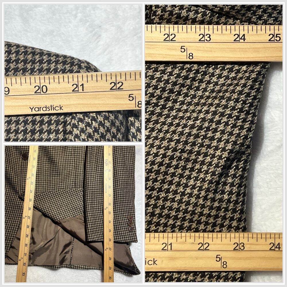 Vintage Zegna x Cambridge Wool Cashmere 46-48L Black Tan Houndstooth Sport Coat - Picture 16 of 16
